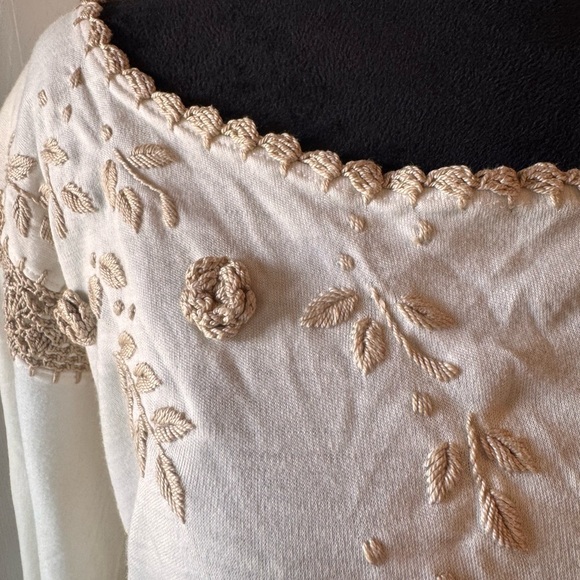 Off White & Tan Embroidered Blouse & Skirt handcrafted in the Philippines NWT - Picture 2 of 15